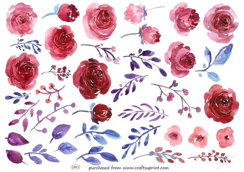STRAWBERRY ROSES A4 CRAFT SHEET