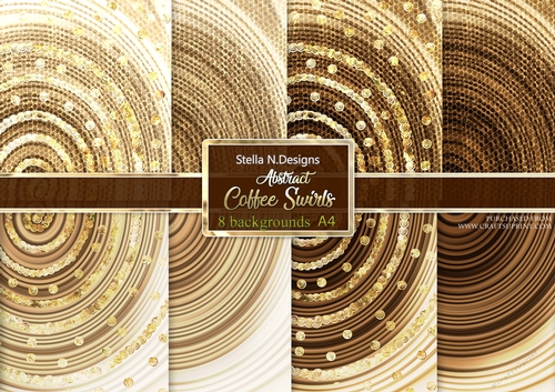 ABSTRACT COFFEE SWIRLS A4 BACKGROUND KIT