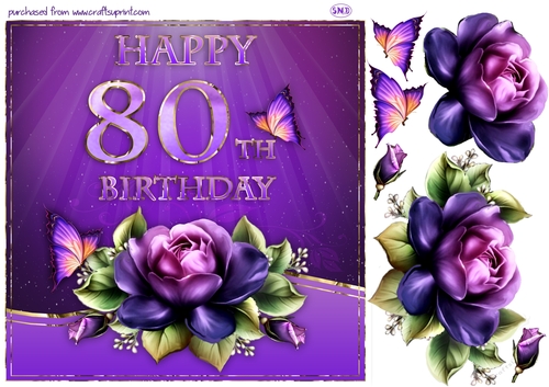 HAPPY 80TH BIRTHDAY W. DECOUPAGE