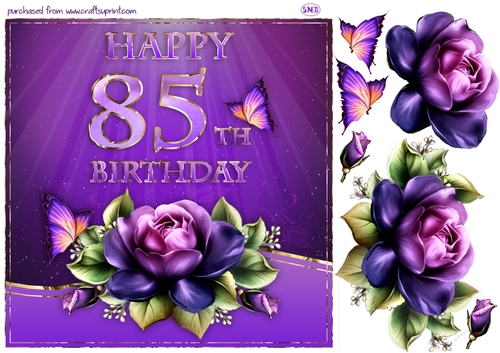 HAPPY 85TH BIRTHDAY W. DECOUPAGE