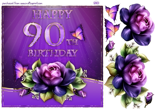 HAPPY 90TH BIRTHDAY W. DECOUPAGE