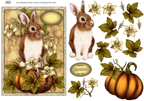 AUTUMN HARE DECOUPAGE TOPPER