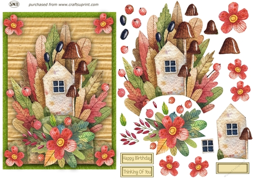AUTUMN COTTAGE DECOUPAGE TOPPER
