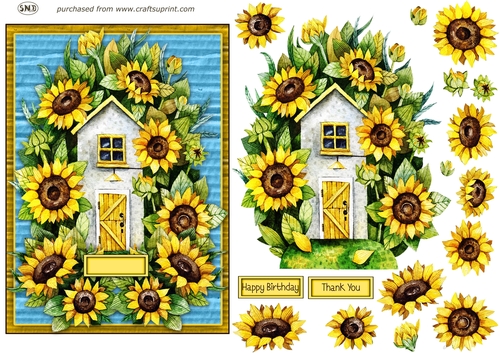SUNFLOWER COTTAGE DECOUPAGE TOPPER