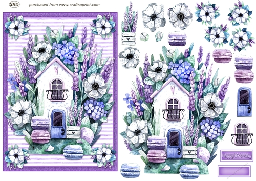 LAVENDER COTTAGE DECOUPAGE TOPPER