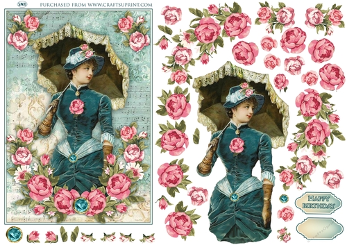 VINTAGE LADY 1 DECOUPAGE TOPPER
