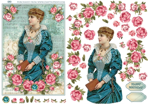 VINTAGE LADY 2 DECOUPAGE TOPPER
