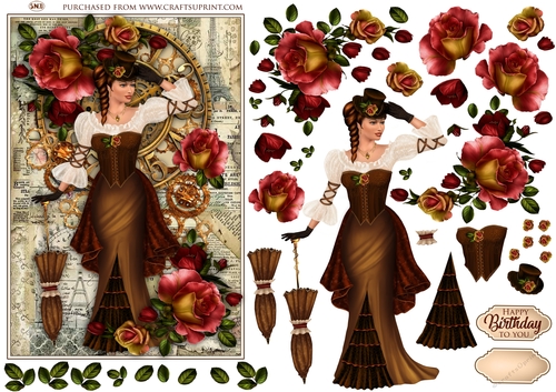 VINTAGE LADY 3 DECOUPAGE TOPPER