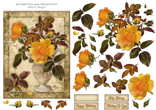 AUTUMN ROSES DECOUPAGE TOPPER