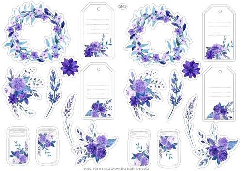FLORAL STICKERS LAVENDER