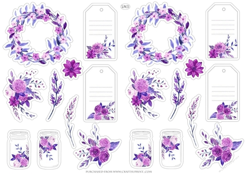 FLORAL STICKERS PURPLE