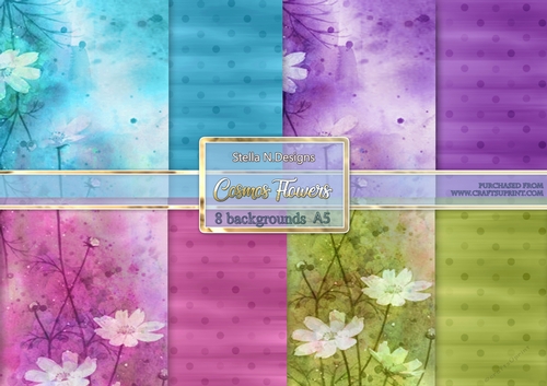 COSMOS FLOWERS A5 BACKGROUND KIT