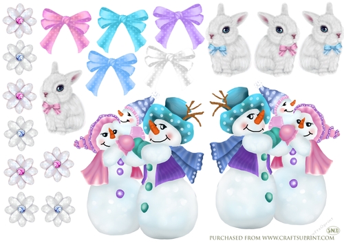 SNOWFAMILY DECOUPAGE