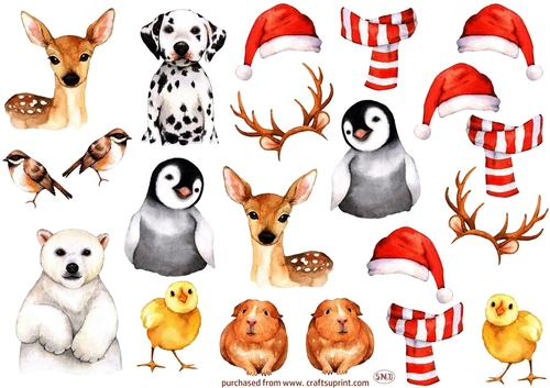CHRISTMAS CRITTERS DECOUPAGE