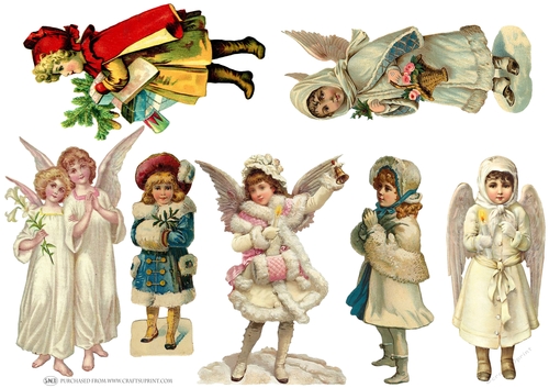 VINTAGE CHRISTMAS ANGELS DECOUPAGE