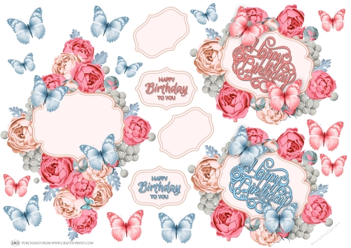 BIRTHDAY ROSES DECOUPAGE TOPPER
