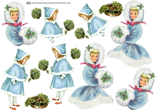 WINTER STROLL WITH MOM DECOUPAGE