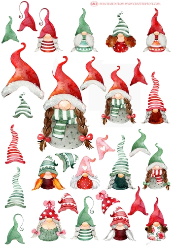 WINTER GNOME GIRLS DECOUPAGE