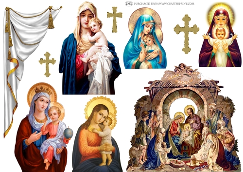 MADONNA AND CHILD DECOUPAGE