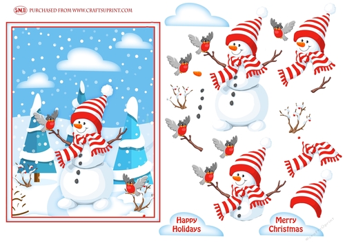 HAPPY SNOWMAN DECOUPAGE TOPPER