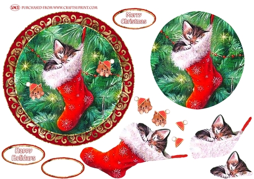 SOFT KITTY SLEEPY KITTY DECOUPAGE TOPPER