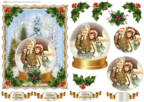 VINTAGE WINTER KIDS PYRAMID TOPPER