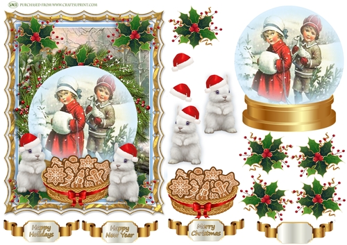 VINTAGE WINTER STROLL DECOUPAGE TOPPER