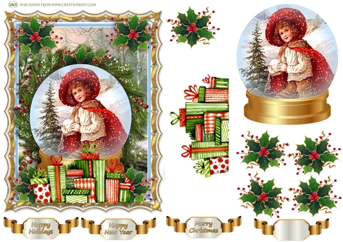 SNOWBALL BATTLE  DECOUPAGE TOPPER
