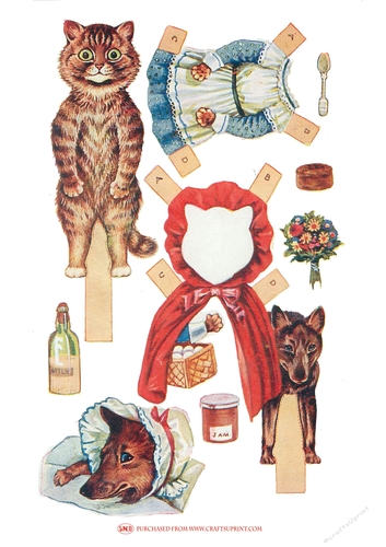 RED RIDING HOOD CAT PAPERDOLL
