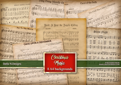 CHRISTMAS MUSIC A4 BACKGROUND KIT
