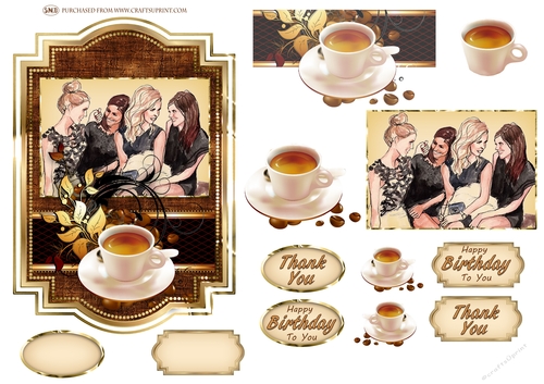 COFFEE WITH FRIENDS DECOUPAGE TOPPER