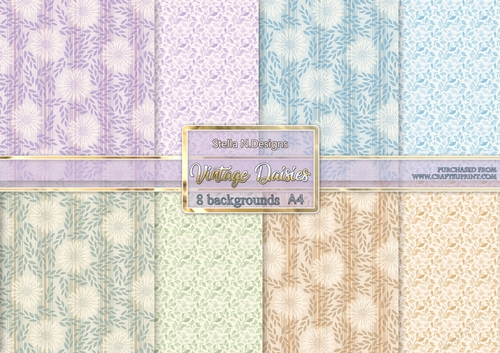 VINTAGE DAISIES A4 BACKGROUND KIT
