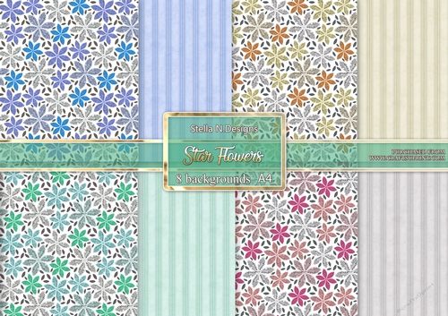 STAR FLOWERS A4 BACKGROUND KIT