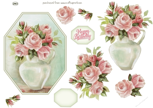 DELICATE PINK ROSES DECOUPAGE TOPPER