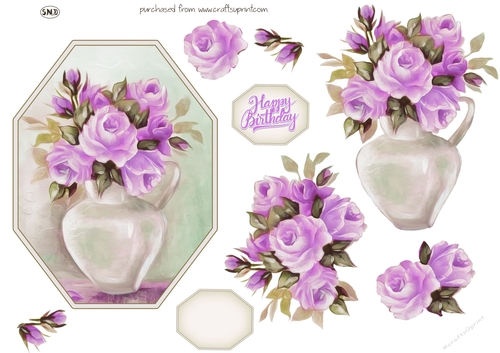 DELICATE PURPLE ROSES DECOUPAGE TOPPER