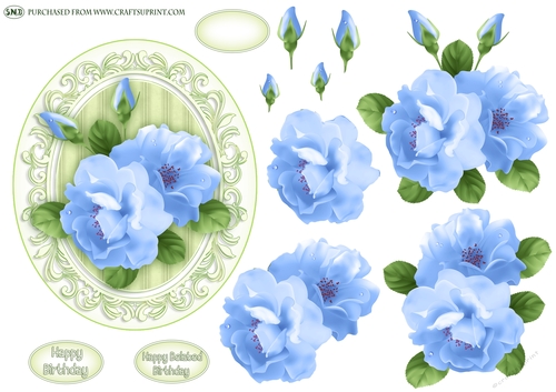 BIRTHDAY ROSES BLUE TOPPER