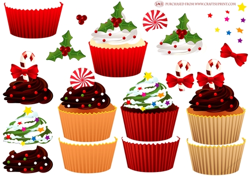 CHRISTMAS CUPCAKES  DECOUPAGE