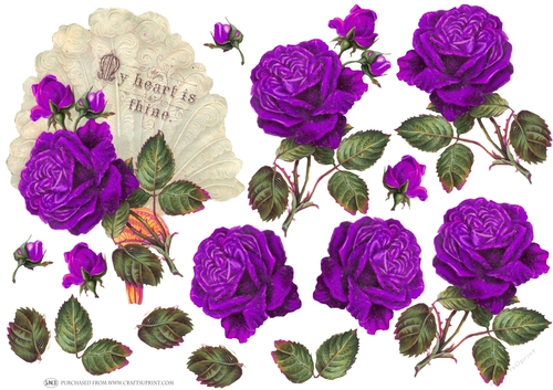 ROSE PURPLE DECOUPAGE