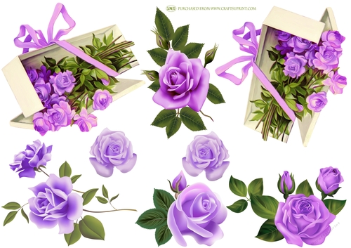 ROSES IN PURPLE DECOUPAGE