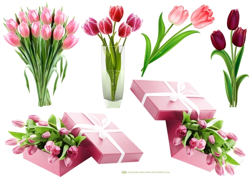 TULIPS IN PINK DECOUPAGE
