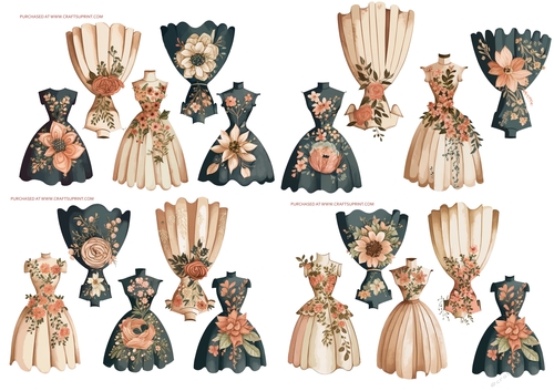 VINTAGE DRESSES DECOUPAGE KIT