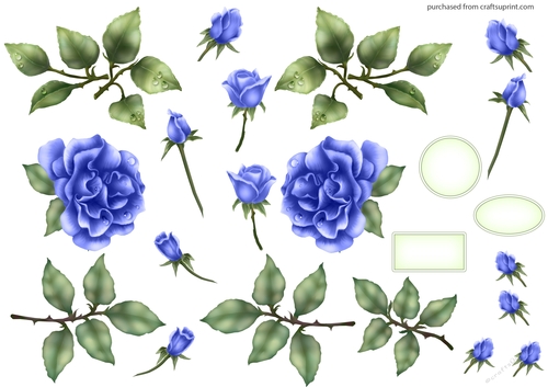 ELEGANT ROSE DECOUPAGE BLUE