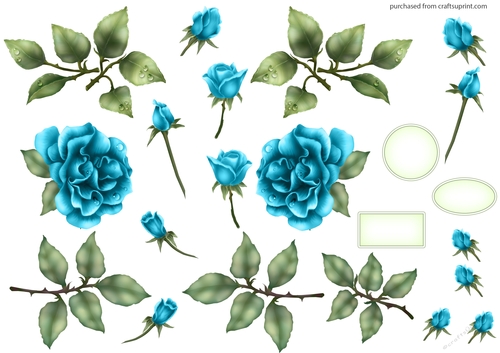 ELEGANT ROSE DECOUPAGE TEAL