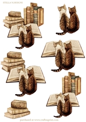 LIBRARY MINKIES DECOUPAGE
