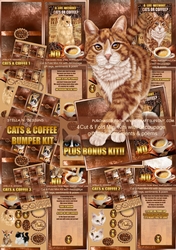 CATS & COFFEE  - BUMPER KIT W. DECOUPAGE, POEMS & BONUS CARD
