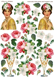 ART DECO LADY WITH FLOWERS