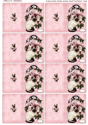 SIAMESE CAT WITH ROSES GIFT TAGS