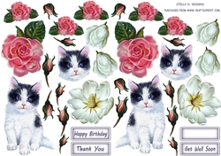 KITTEN AND ROSES DECOUPAGE
