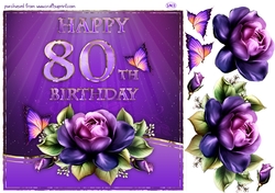 HAPPY 80TH BIRTHDAY W. DECOUPAGE