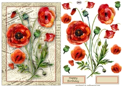 BOTANICAL POPPIES DECOUPAGE TOPPER